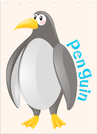 Wordcard for cute penguin illustrationのイラスト素材