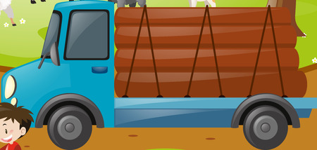 Truck loaded with woods illustrationのイラスト素材