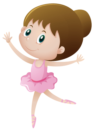 Little girl in pink dancing ballet illustrationのイラスト素材