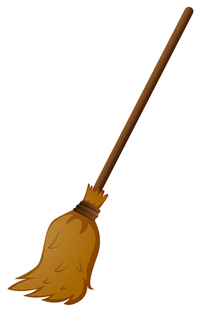 Broom with wooden stick illustrationのイラスト素材