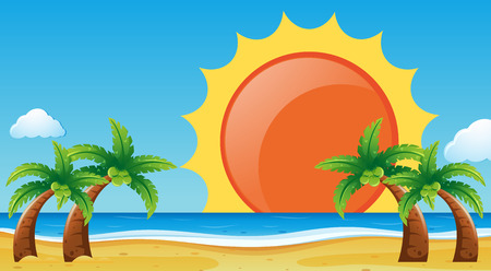 Scene with beach and ocean illustrationのイラスト素材