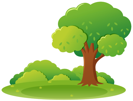 Park scene with tree and grass illustrationのイラスト素材