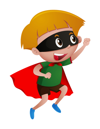 Happy boy in hero outfit illustrationのイラスト素材