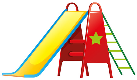 Children slide on white background illustrationのイラスト素材