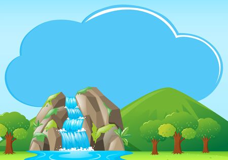 Border template with waterfall in backgroud illustrationのイラスト素材
