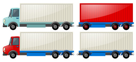 Two trucks with storage wagon illustrationのイラスト素材
