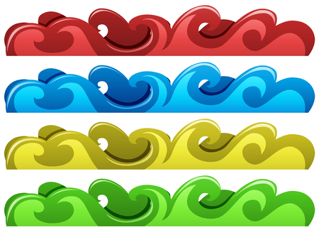 Waves design in four colors illustrationのイラスト素材