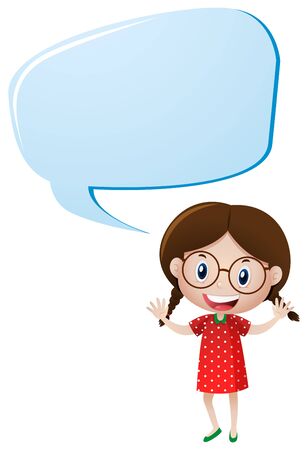 Speech bubble template with girl in red illustrationのイラスト素材