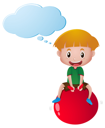Speech bubble template with boy on red ball illustrationのイラスト素材