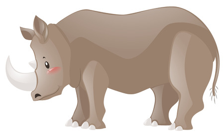 Cute rhino on white background illustrationのイラスト素材
