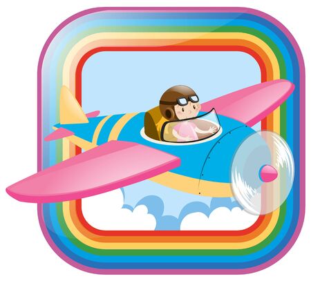 Background design with pilot flying plane illustrationのイラスト素材
