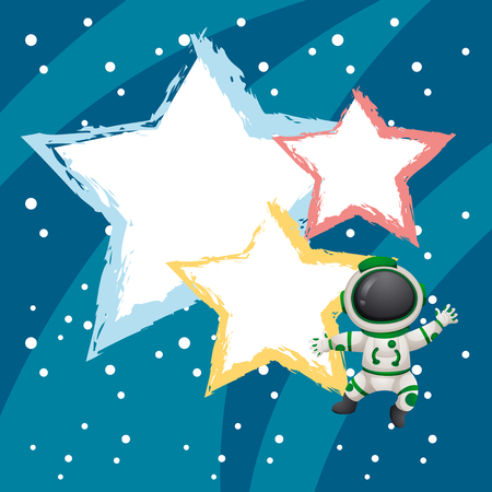 Background template with astronaunt flying illustrationのイラスト素材