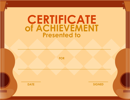 Certificate template with guitar illustrationのイラスト素材