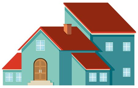Blue house with red roof illustrationのイラスト素材