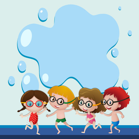 Background template wtih swimmers illustrationのイラスト素材