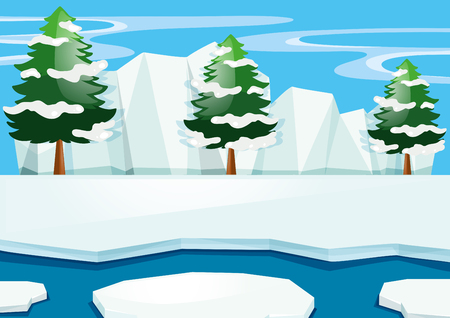 Scene with snow on the ground illustrationのイラスト素材