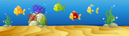 Underwater scene with many fish illustrationのイラスト素材