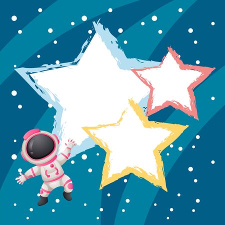 Border template with spaceman in space illustrationのイラスト素材
