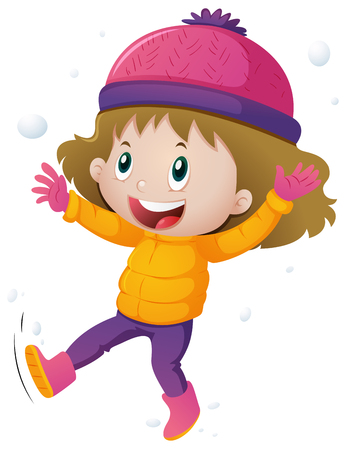 Little girl in winter clothes illustrationのイラスト素材