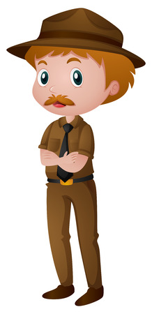 Man in park ranger costume illustrationのイラスト素材