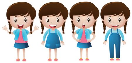 Cute girl with happy smile illustrationのイラスト素材