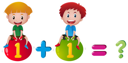 Two boys on the ball with number illustrationのイラスト素材