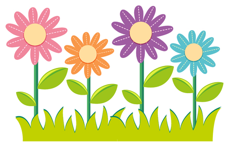 Different colors of flowers illustrationのイラスト素材