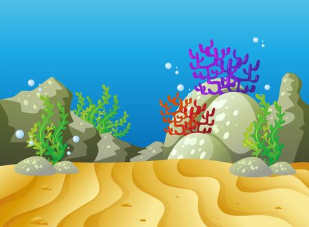 Underwater scene with coral reef illustrationのイラスト素材