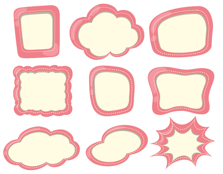 Different shapes of labels in pink illustrationのイラスト素材