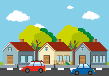 Two cars on the road illustrationのイラスト素材