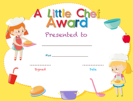Certificate template with kids cooking illustrationのイラスト素材