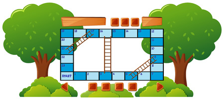 Boardgame template with trees in background illustrationのイラスト素材