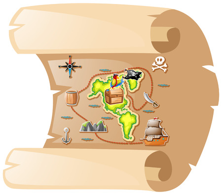 Treasure map on brown paper illustrationのイラスト素材