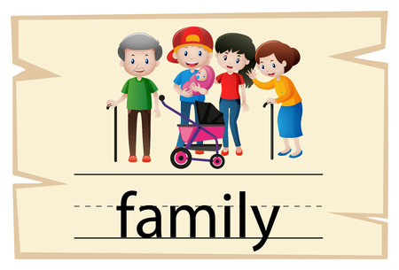 Flashcard desing for word family illustrationのイラスト素材