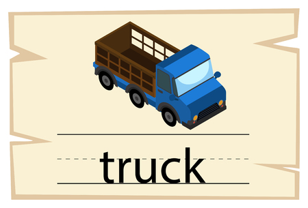 Flashcard design for word truck illustrationのイラスト素材