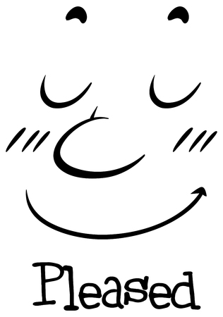 Expression wordcard with word pleased illustrationのイラスト素材