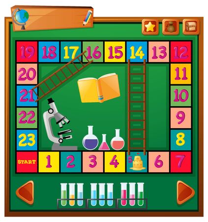 Game template with science equipments illustrationのイラスト素材