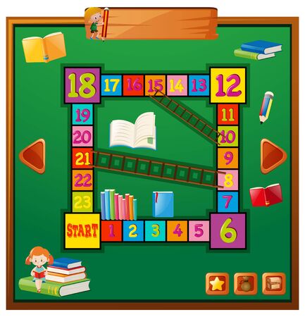 Game template with school items illustrationのイラスト素材