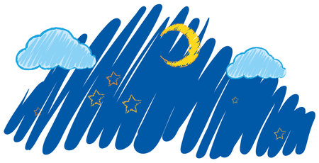 Sky scene with moon and stars illustrationのイラスト素材