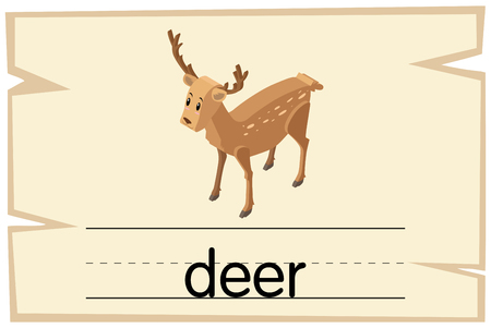 Wordcard template for word deer illustrationのイラスト素材