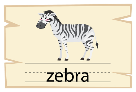 Wordcard template for word zebra illustrationのイラスト素材