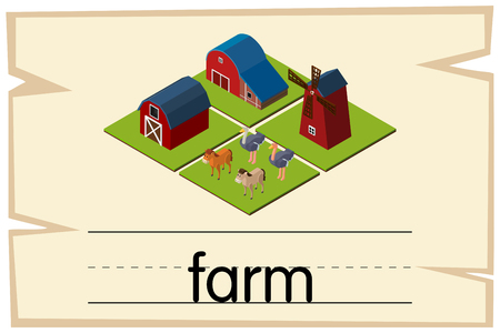 Wordcard design for word farm illustrationのイラスト素材