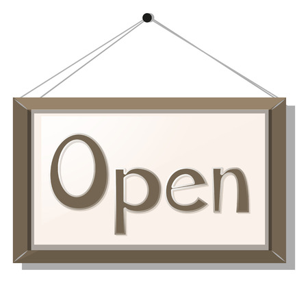 Sign with word open on the wall illustrationのイラスト素材