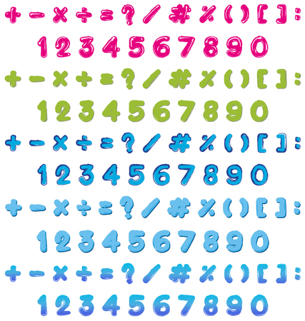 Numbers and signs in three colors illustrationのイラスト素材