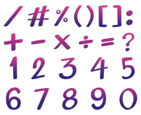 Font design for numbers in pink and purple color illustrationのイラスト素材