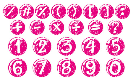 Numbers and signs on pink balls illustrationのイラスト素材