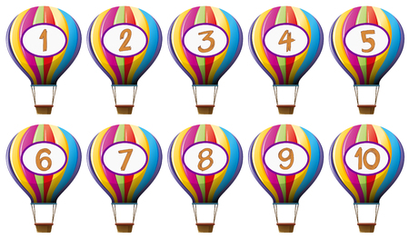 Number one to ten on colorful balloons illustrationのイラスト素材