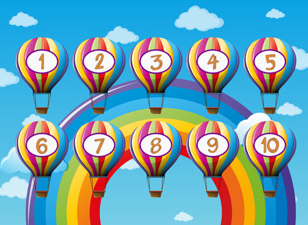 Number one to ten on balloons illustrationのイラスト素材