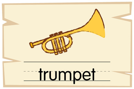 Wordcard template for word trumpet illustrationのイラスト素材