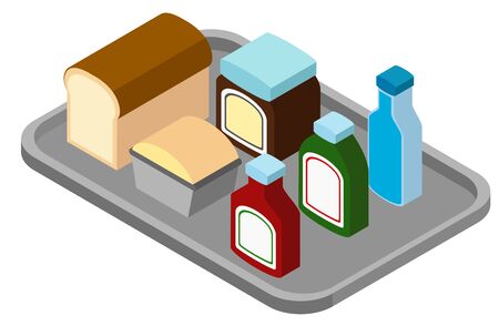 Different food on the tray illustrationのイラスト素材